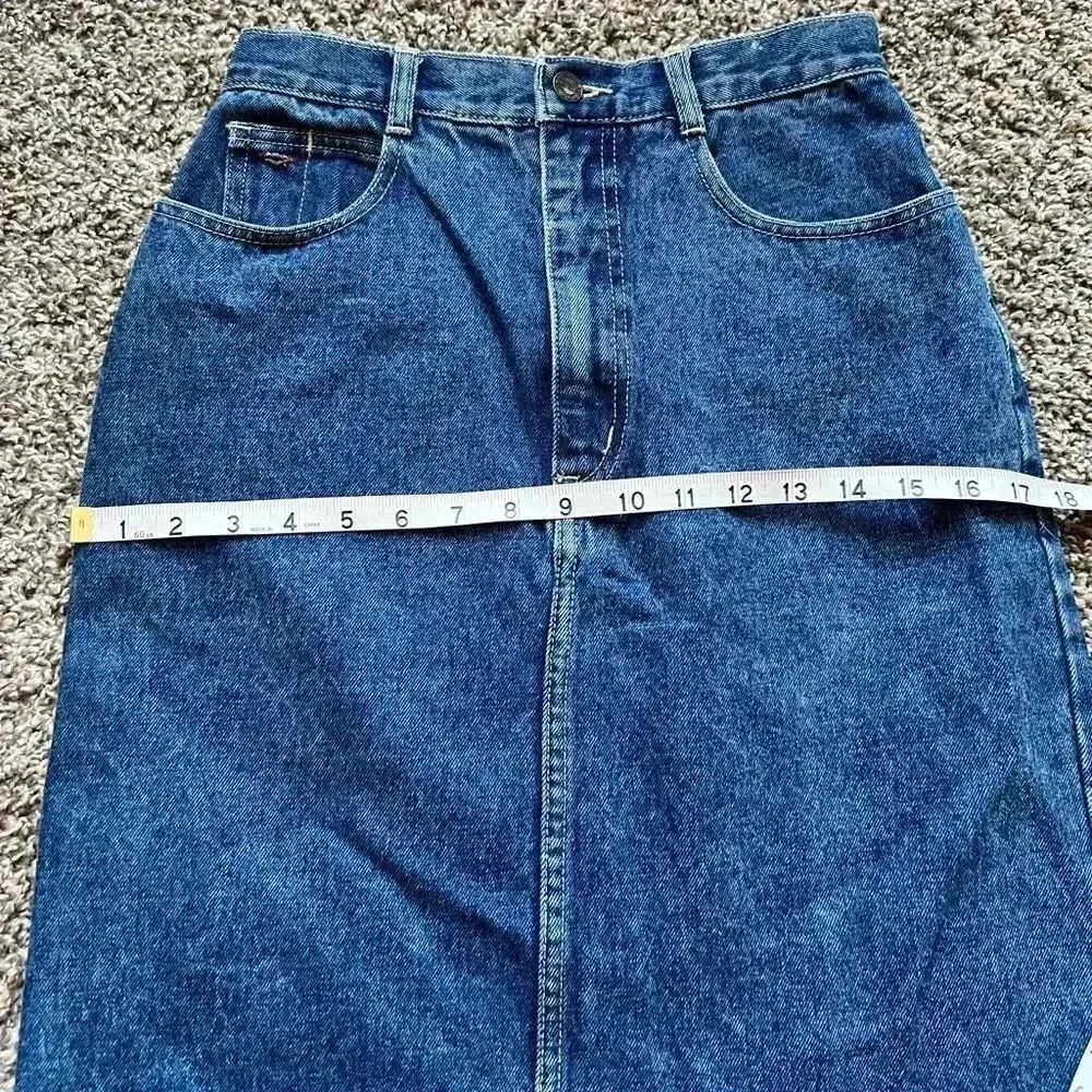 Vintage Cowboy Chic  80’s Blue Acid Washed Jean Mini‎ Skirt - Picture 10 of 12